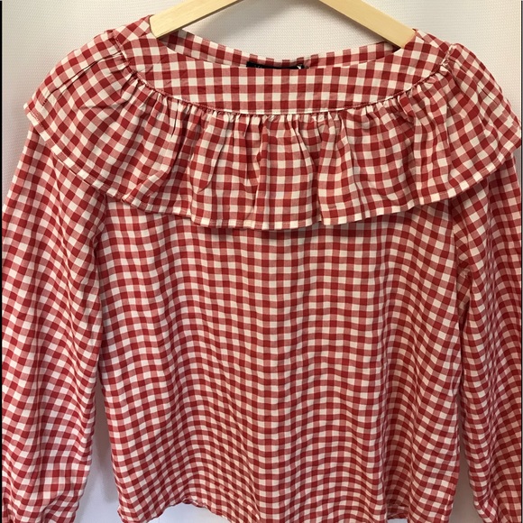 Velvet Heart Tops - Velvet Heart Red Gingham ruffle top small NWT